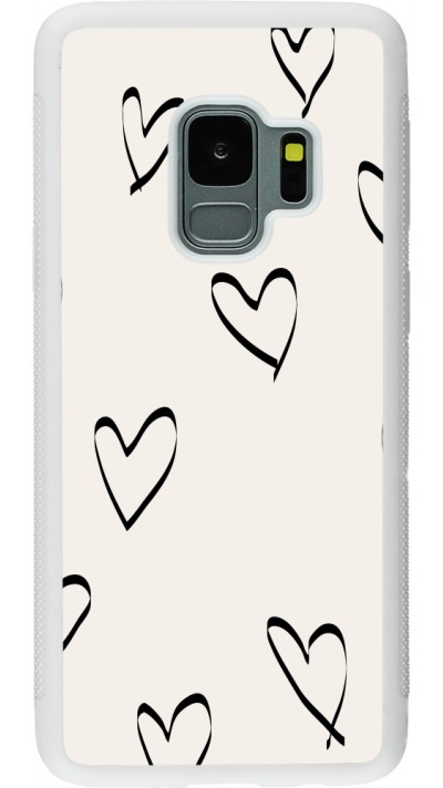 Coque Samsung Galaxy S9 - Silicone rigide blanc Valentine 2023 minimalist hearts
