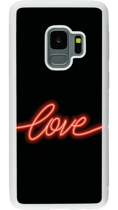 Coque Samsung Galaxy S9 - Silicone rigide blanc Valentine 2023 neon love