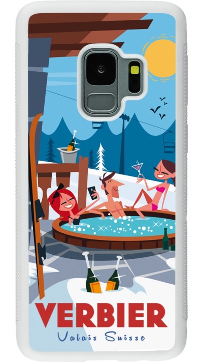 Coque Samsung Galaxy S9 - Silicone rigide blanc Verbier Mountain Jacuzzi