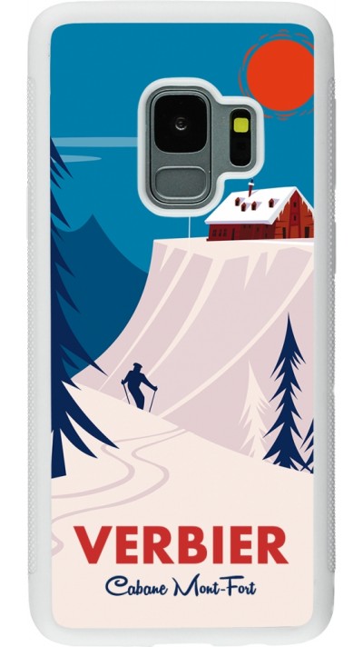 Coque Samsung Galaxy S9 - Silicone rigide blanc Verbier Cabane Mont-Fort