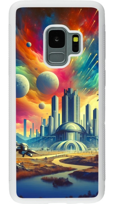 Samsung Galaxy S9 Case Hülle - Silikon weiss Futuristische Stadt ausserhalb der Kuppel