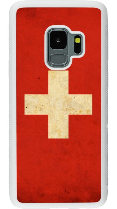 Hülle Samsung Galaxy S9 - Silikon weiss Vintage Flag SWISS