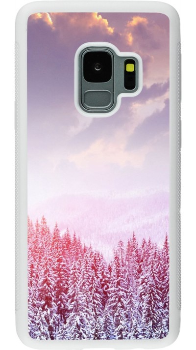 Coque Samsung Galaxy S9 - Silicone rigide blanc Winter 22 Pink Forest