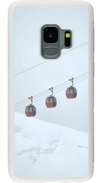 Coque Samsung Galaxy S9 - Silicone rigide blanc Winter 22 ski lift