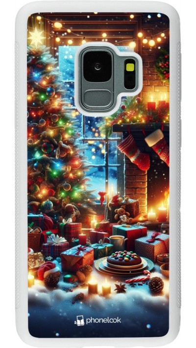 Coque Samsung Galaxy S9 - Silicone rigide blanc Noël 2023 cadeaux sapin