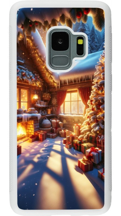 Coque Samsung Galaxy S9 - Silicone rigide blanc Noël Chalet Féerie