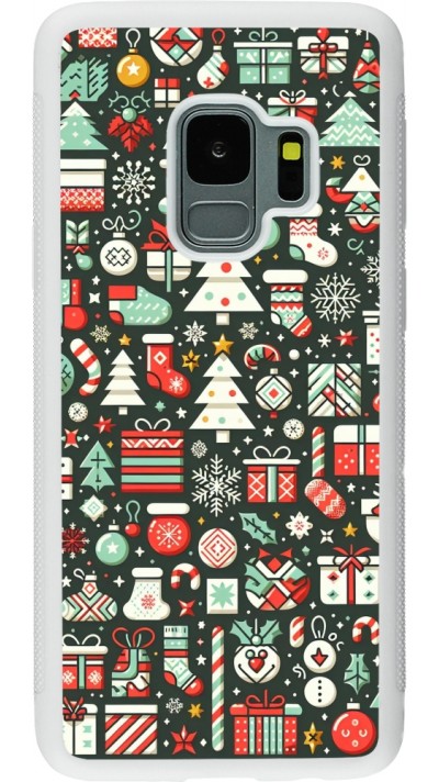 Coque Samsung Galaxy S9 - Silicone rigide blanc Noël 2023 Flat Pattern