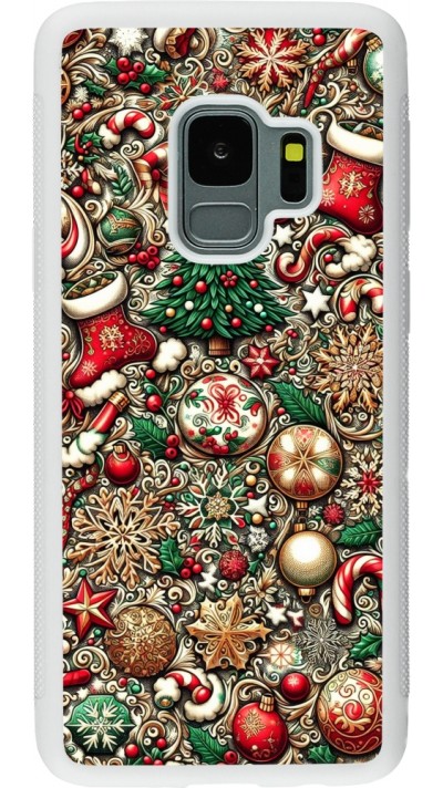 Coque Samsung Galaxy S9 - Silicone rigide blanc Noël 2023 micro pattern