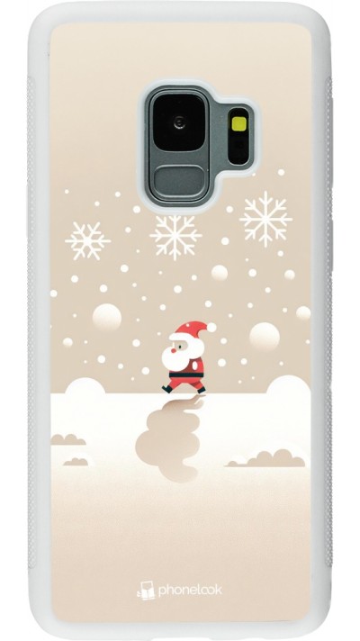 Coque Samsung Galaxy S9 - Silicone rigide blanc Noël 2023 Minimalist Santa