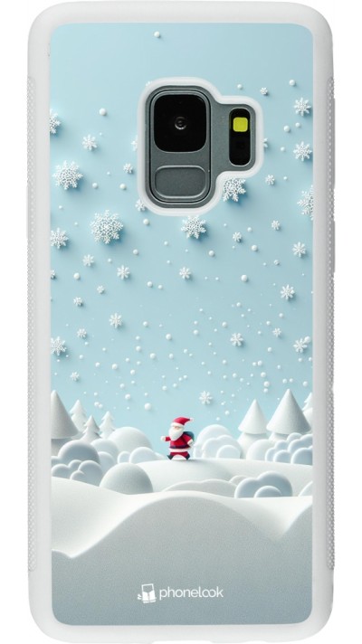 Coque Samsung Galaxy S9 - Silicone rigide blanc Noël 2023 Petit Père Flocon