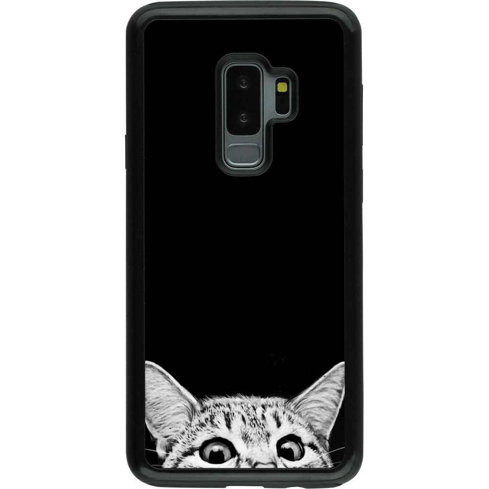 Coque Samsung Galaxy S9+ - Hybrid Armor noir Cat Looking Up Black