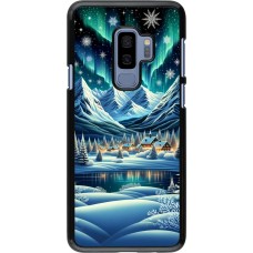 Samsung Galaxy S9+ Case Hülle - Verschneites Bergdorf am See in der Nacht