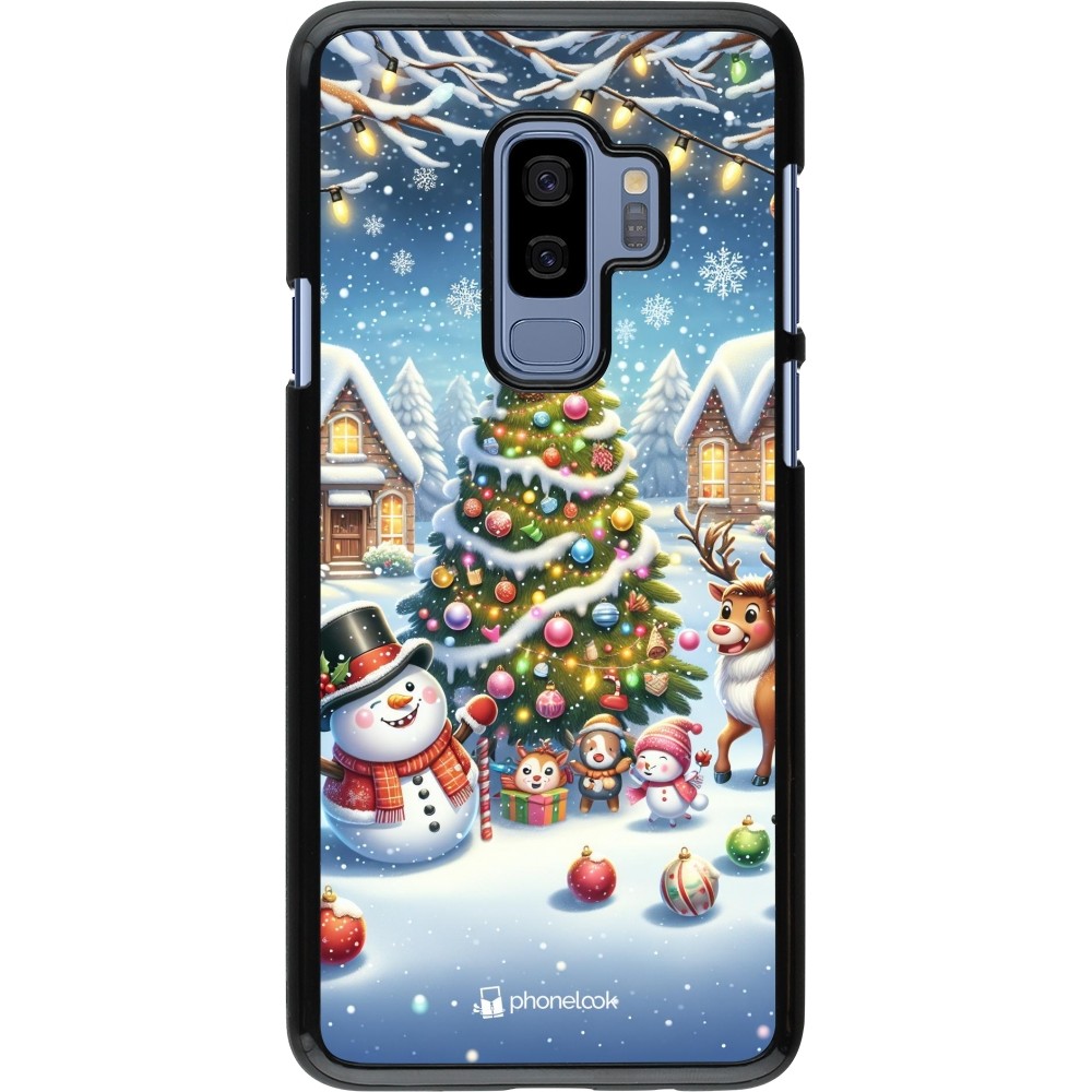 Samsung Galaxy S9+ Case Hülle - Weihnachten 2023 Schneemann und Tannenbaum