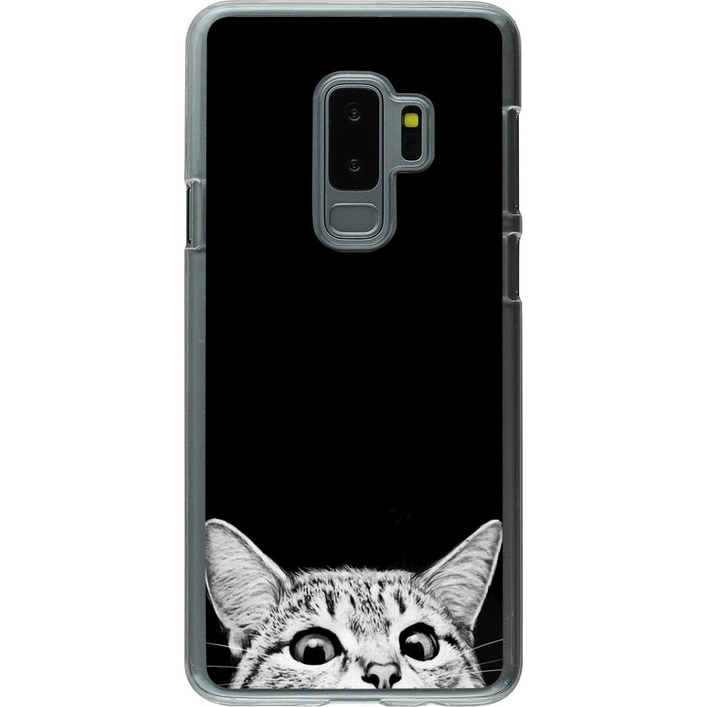 Coque Samsung Galaxy S9+ - Plastique transparent Cat Looking Up Black