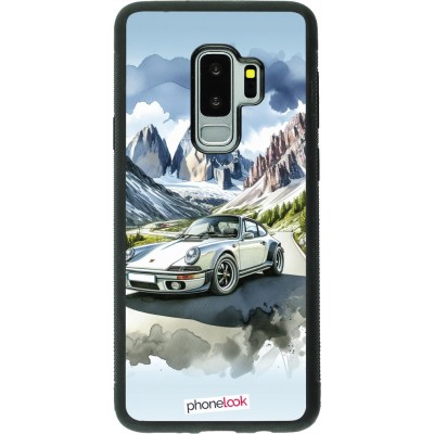 Coque Samsung Galaxy S9+ - Silicone rigide noir Porsche 911 Mountain Watercolor