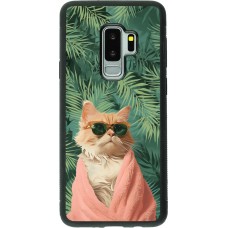 Coque Samsung Galaxy S9+ - Silicone rigide noir Cat Summer Palms