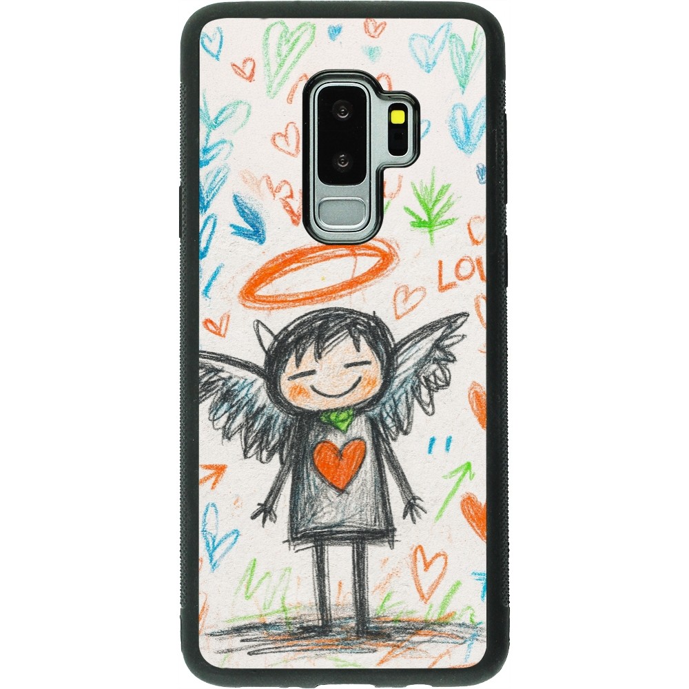 Coque Samsung Galaxy S9+ - Silicone rigide noir Little Angel Sketch Love