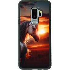 Samsung Galaxy S9+ Case Hülle - Silikon schwarz Majestätischer Sonnenuntergang Pferd