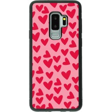 Coque Samsung Galaxy S9+ - Silicone rigide noir Mom 2024 petits coeurs