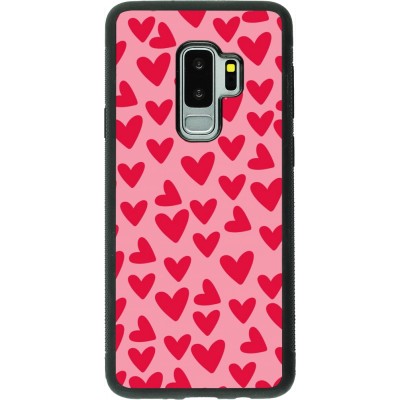 Coque Samsung Galaxy S9+ - Silicone rigide noir Mom 2024 petits coeurs