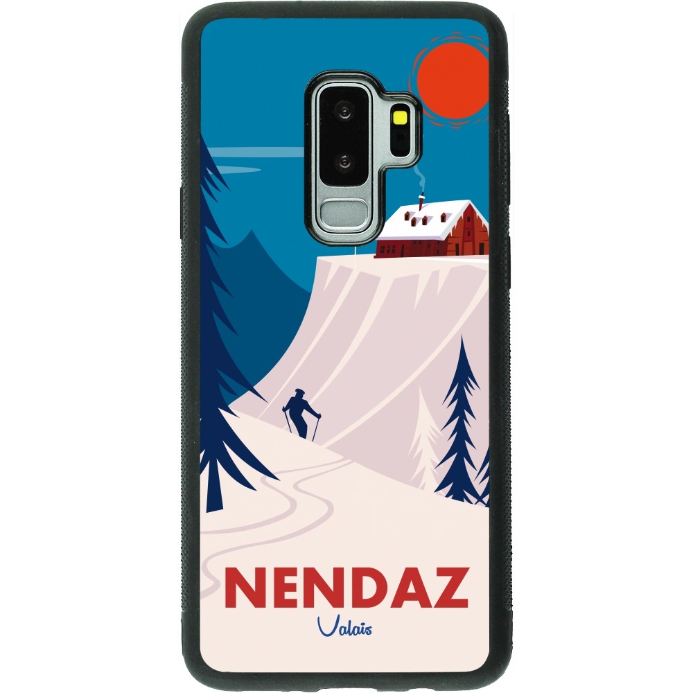 Samsung Galaxy S9+ Case Hülle - Silikon schwarz Nendaz Cabane Ski