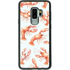 Samsung Galaxy S9+ Case Hülle - Silikon schwarz Muster von pastellfarbenen Hummern