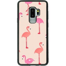 Hülle Samsung Galaxy S9+ - Silikon schwarz Pink Flamingos Pattern