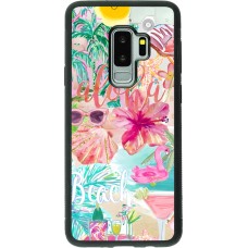 Coque Samsung Galaxy S9+ - Silicone rigide noir Preppy Collage Aloha