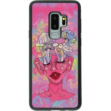Samsung Galaxy S9+ Case Hülle - Silikon schwarz Psychedelic pink mushroom