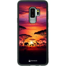 Samsung Galaxy S9+ Case Hülle - Silikon schwarz Safari Sonnenuntergang Wildtiere