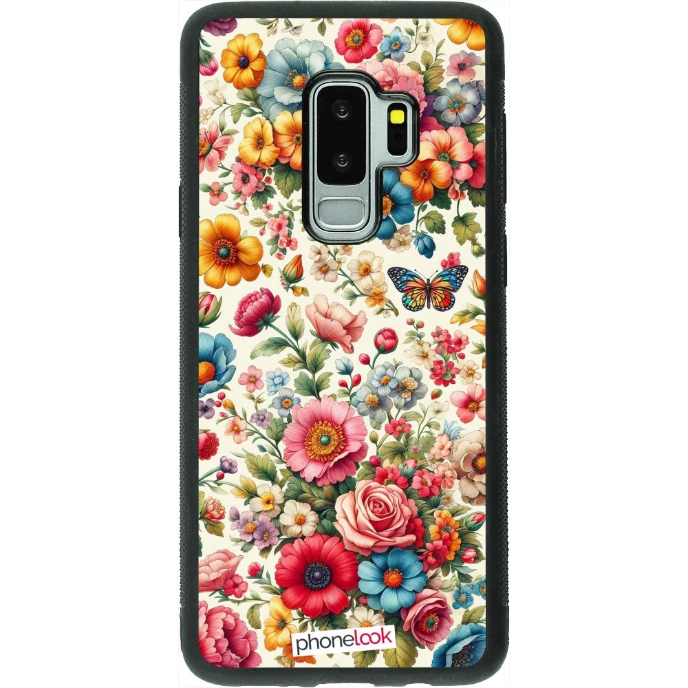 Coque Samsung Galaxy S9+ - Silicone rigide noir Spring 25 printemps fleuri