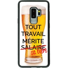 Coque Samsung Galaxy S9+ - Silicone rigide noir Tout travail mérite sa bière