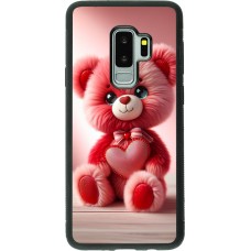 Coque Samsung Galaxy S9+ - Silicone rigide noir Valentine 2024 Ourson rose