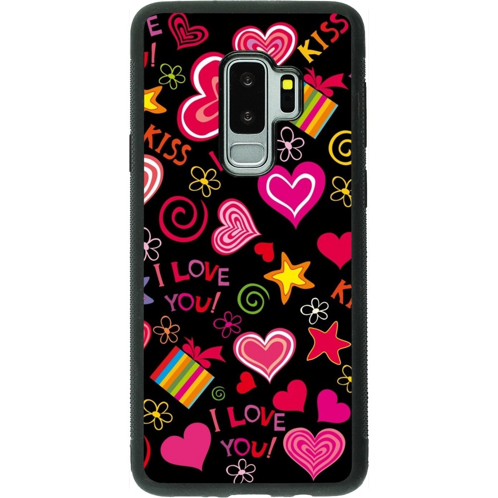Samsung Galaxy S9+ Case Hülle - Silikon schwarz Valentine 2023 love symbols