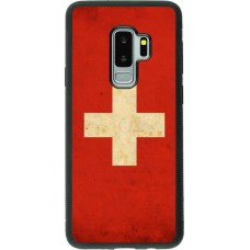 Coque Samsung Galaxy S9+ - Silicone rigide noir Vintage Flag SWISS