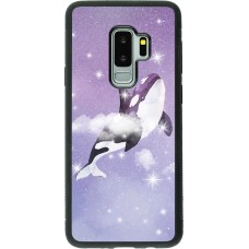Coque Samsung Galaxy S9+ - Silicone rigide noir Whale in sparking stars