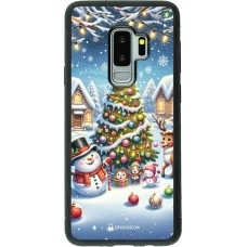 Samsung Galaxy S9+ Case Hülle - Silikon schwarz Weihnachten 2023 Schneemann und Tannenbaum