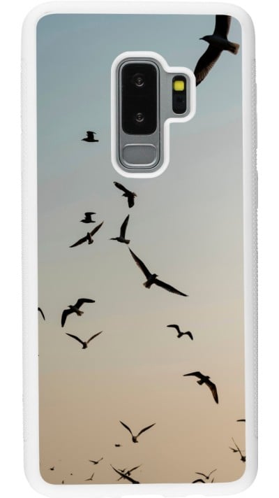 Samsung Galaxy S9+ Case Hülle - Silikon weiss Autumn 22 flying birds shadow