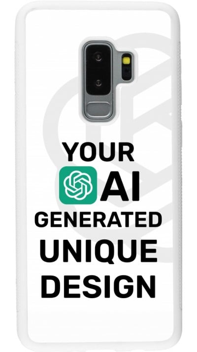 Coque Samsung Galaxy S9+ - Silicone rigide blanc 100% unique générée par intelligence artificielle (AI) avec vos idées