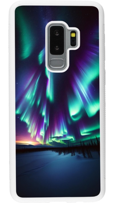 Coque Samsung Galaxy S9+ - Silicone rigide blanc Aurore Boréale Étincelante