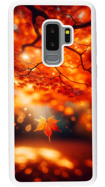 Coque Samsung Galaxy S9+ - Silicone rigide blanc Automne Magique Orange