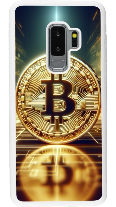 Samsung Galaxy S9+ Case Hülle - Silikon weiss Bitcoin Stehen