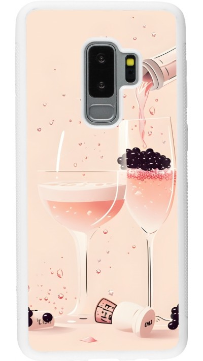 Samsung Galaxy S9+ Case Hülle - Silikon weiss Champagne Pouring Pink