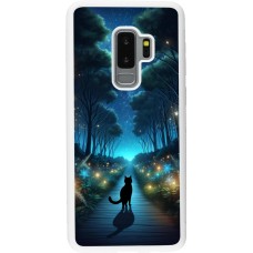 Coque Samsung Galaxy S9+ - Silicone rigide blanc Chat noir promenade