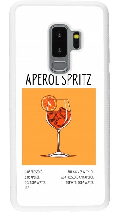 Coque Samsung Galaxy S9+ - Silicone rigide blanc Cocktail recette Aperol Spritz