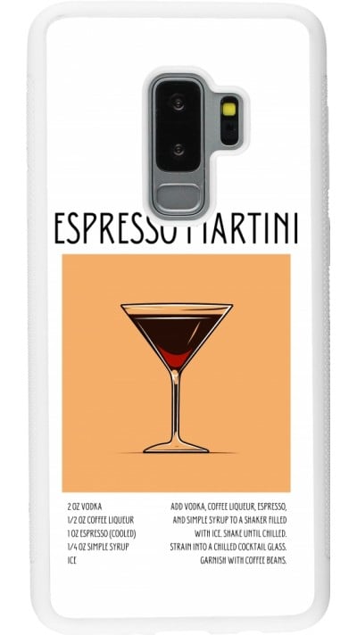 Samsung Galaxy S9+ Case Hülle - Silikon weiss Cocktail Rezept Espresso Martini