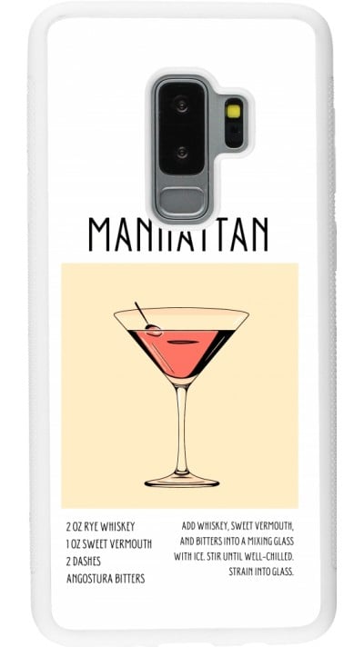 Coque Samsung Galaxy S9+ - Silicone rigide blanc Cocktail recette Manhattan