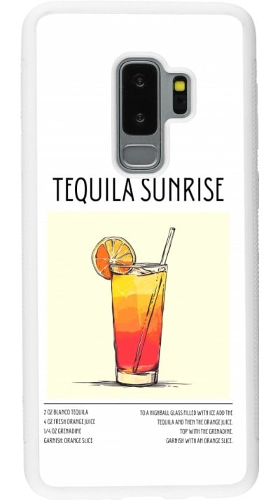 Coque Samsung Galaxy S9+ - Silicone rigide blanc Cocktail recette Tequila Sunrise