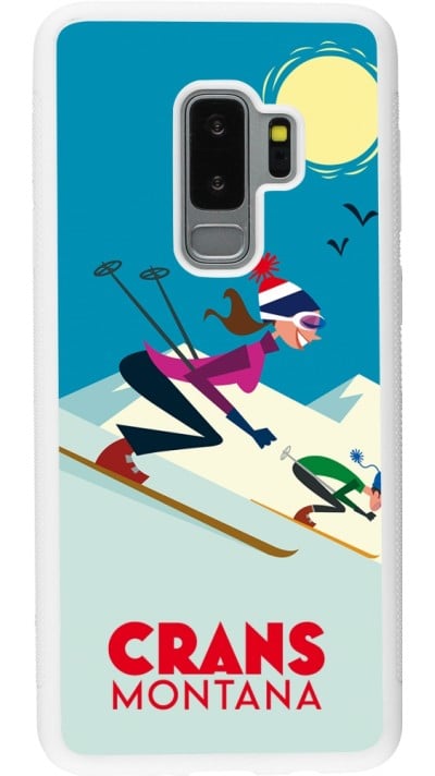 Coque Samsung Galaxy S9+ - Silicone rigide blanc Crans-Montana Ski Downhill