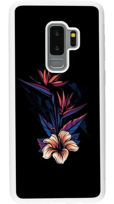 Hülle Samsung Galaxy S9+ - Silikon weiss Dark Flowers